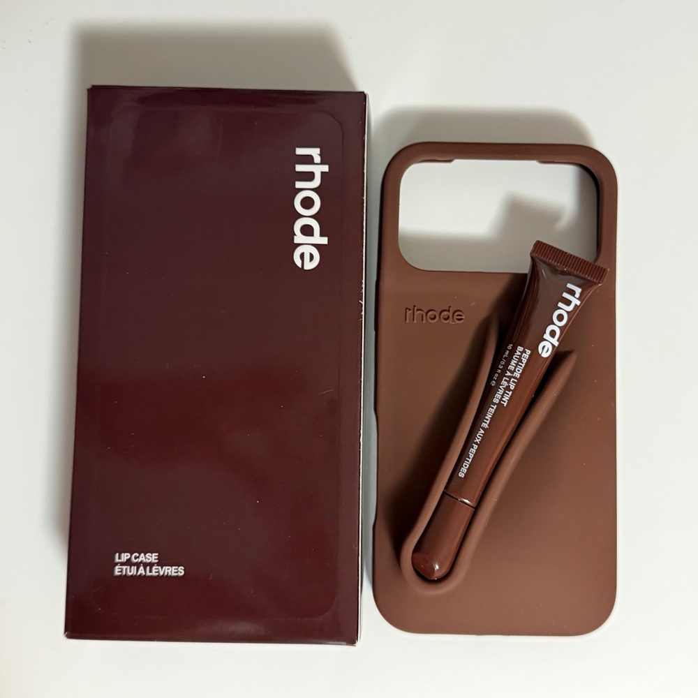 RHODE Brown Silicone Lip Case with Matching Lip Tint
